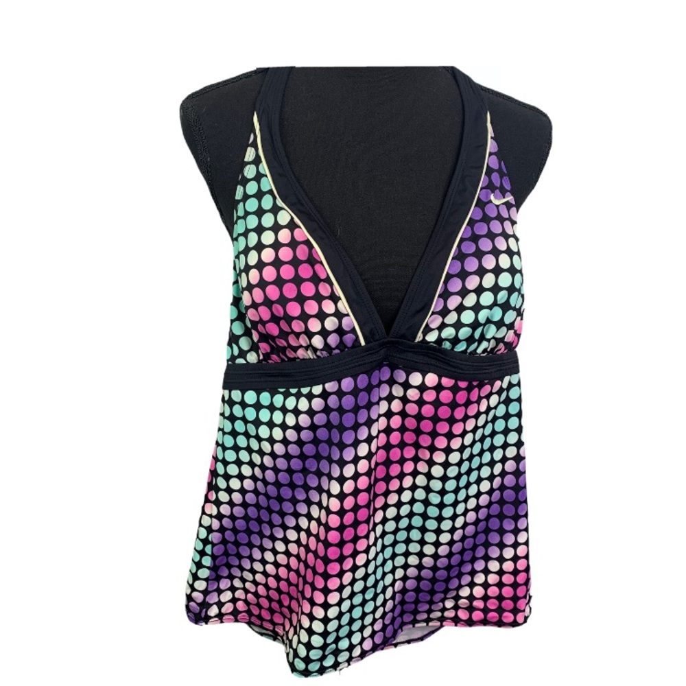 Nike size 14 Halter Tankini Swim Top Black print